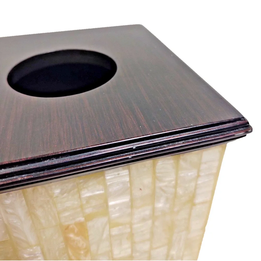 Vintage Capiz Tiled Mother Of Pearl Tissue Cover Hotel Collection 6